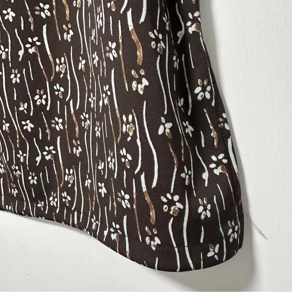 Vintage 90s Axcess Chocolate Brown Floral Midi Skirt Women’s Size Medium Boho - Picture 7 of 16